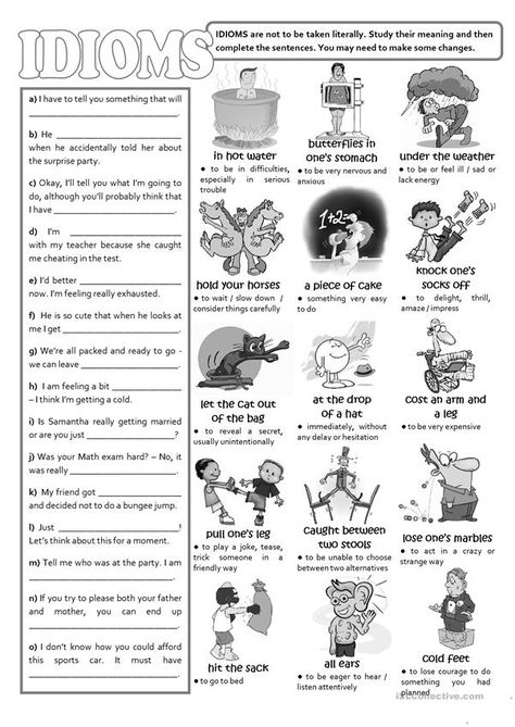 Idiom Costumes For School, Idiom Costumes, Idioms Worksheet, Costumes For School, Teaching Idioms, Idioms Activities, Materi Bahasa Inggris, English Teaching Materials, English Language Learning Grammar