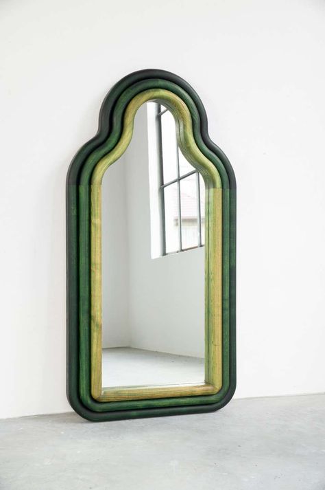 For Sale on 1stDibs - Floor mirror Designer: Pani Jurek Model: TRN S Dimensions: H100 x 41,5 x 5 Materials: Solid ash wood, hand stained Colors: red, blue, green, natural -- Triple Mirror, Traditional Cabinets, Mirror Sign, Contemporary Floor, Mirror Painting, Cabinet Making, Local Design, Bespoke Furniture, Red Blue Green