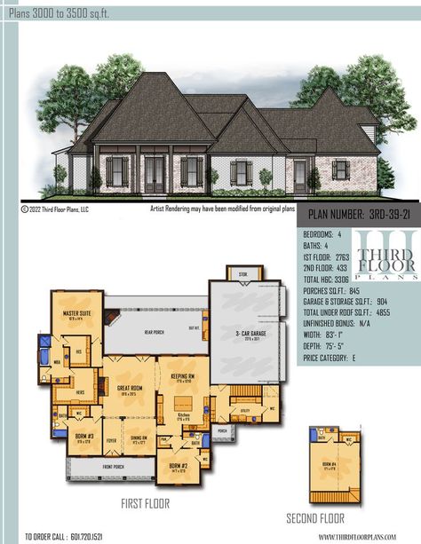 $1000.00 House Plan 9 sets Outdoor Kitchen And Fireplace, Garage With Storage, Walk In Closets, Keeping Room, Car Side, Tub Shower, Home Plan, Bath House, Walk In Pantry