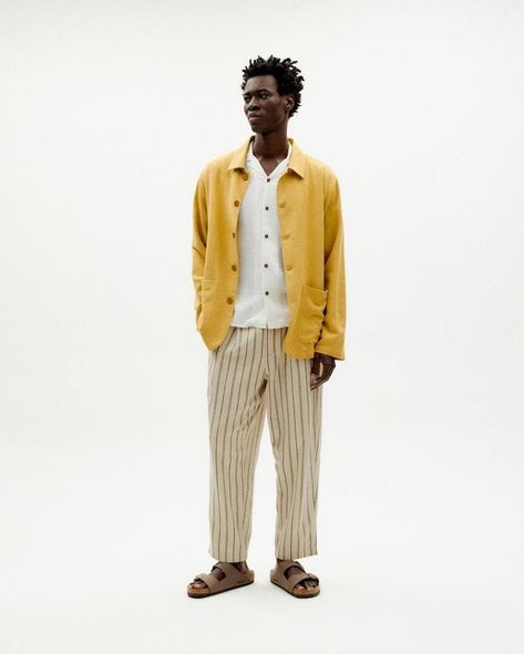 Yellow Trousers Outfit, Yellow Outfit Men, Colorful Outfits Men, Yellow Jacket Outfit, Trousers Outfit Men, Wes Anderson Aesthetic, Shirt Outfit Men, Aesthetic Outfits Men, Color Blocking Outfits