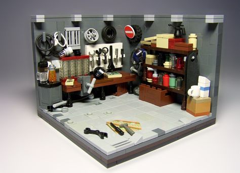 Garage | by Karwik Lego Tools, Lego Habitat, Lego Vignette, Lego Garage, Lego Workshop, Lego House Ideas, Lego Furniture, Lego Collection, Lego Display