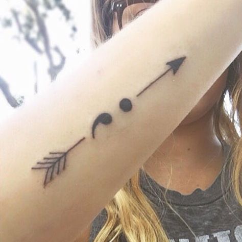 Arrow And Semicolon Tattoo - Arrow Tattoo Ideas for Women #arrow #tattoos #tattooideas #tattoosforwomen #tattoodesigns  #arrowtattoos Arrow Forearm Tattoo, Semicolon Tattoo Meaning, Meaning Of Arrow Tattoo, Arrow Tattoos For Women, Dragons Tattoo, Arrow Tattoo Design, Dragon Tattoo For Women, Shape Tattoo, Semicolon Tattoo