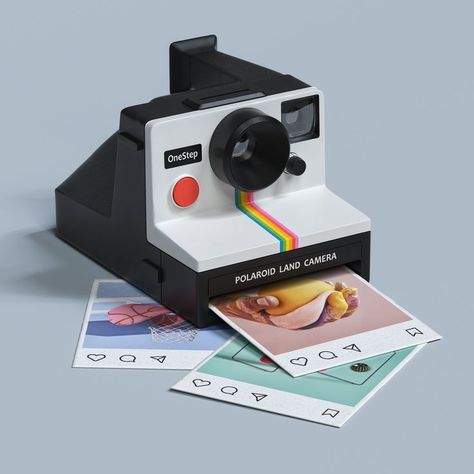 Alevel Art, 3d Cinema, Cute Camera, Polaroid Camera, Maxon Cinema 4d, Instant Camera, Mode Vintage, Cinema 4d, 3d Illustration