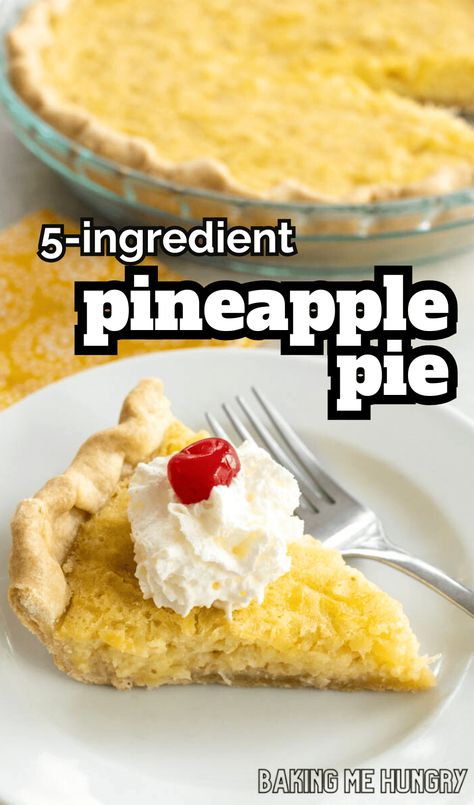 This 5 Ingredient Pineapple Pie is perfect for any time of year! You will love the pineapple flavor and taste! Make this easy pie recipe - and you'll see exactly what I mean. Don't miss out on this delicious dessert. Pineapple Pie Recipe No Bake, Pineapple Pie Recipe, Easy Pie Recipe, Pie Board, Pineapple Pie, Baking Recipes Pie, Food Innovation, Pie Cheesecake, Joy Filled Eats