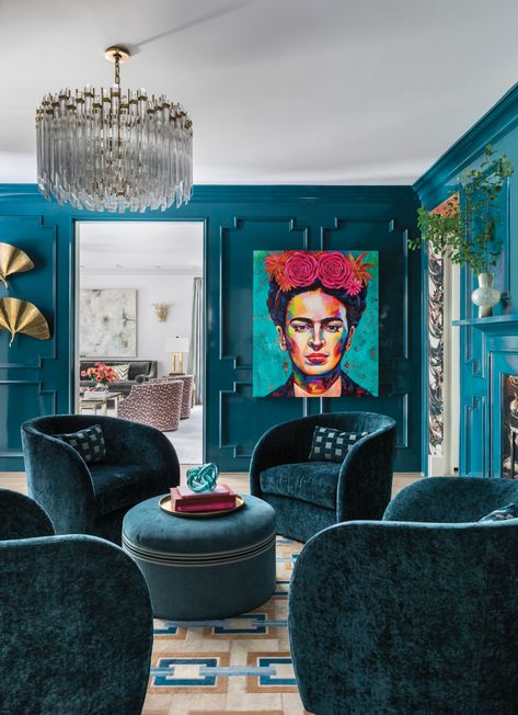 Take A Spin Around The Color Wheel In This Vibrant Houston Gem Glam Chandelier, Creative Flooring, Room Wall Painting, Luxe Interiors, Home Tours, Custom Sofa, Interiors Design, Traditional Architecture, Sitting Area