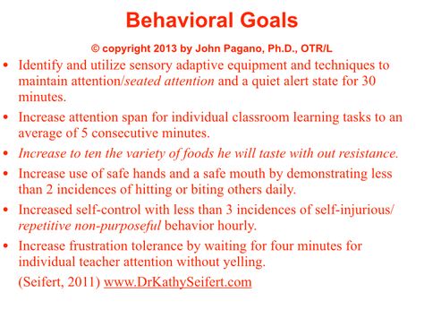 Sample Occupational Therapy goals related to the sensory processing frame of reference Occupational Therapy Goals, Occupational Therapy Evaluation Template, Preschool Iep Goals And Objectives, Occupational Therapy Documentation Words, Pediatric Occupational Therapy Evaluation Template, Outpatient Occupational Therapy Pediatrics, Occupational Therapy Schools, Conscious Discipline, Motor Planning