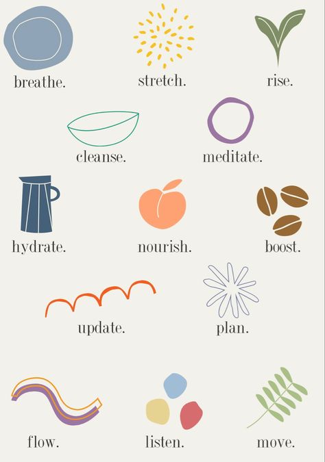 Mind And Body Aesthetic, Mindful Spending Aesthetic, Mindfulness Lifestyle Aesthetic, Morning Routine Holistic, Planner Aesthetic Stickers, Morning Routine Template Aesthetic, Mindful Words, Minimalist Morning Routine, Vision Board Morning Routine