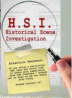 For Berg - Colonial America. Free CSI style, students use clues from historical documents to solve cases. Civics Projects Middle School, Geography Bulletin Boards, Scene Del Crimine, Social Studies Education, Middle School History, 4th Grade Social Studies, 6th Grade Social Studies, History Research, 5th Grade Social Studies