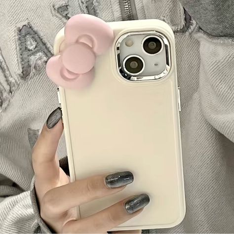 Adorable Hello Kitty Iphone Cover Cute 3d Pink Bowknot Soft Silicone Phone Case For Iphone 14 Pro Max Solid Color Shockproof Cover Color: Beige Hello Kitty Phone Case, Mobile Bag, Sarung Telefon, Apple Support, Iphone Style, Pink Phone Cases, Stylish Phone Case, Personalized Phone Cases, Pink Iphone