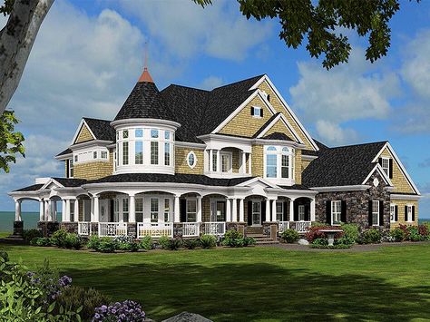 Country Victorian Home, 035H-0095 Victorian House Colors, Victorian House Plans, Outdoor Couch, Wrap Around Porch, Outdoor Chair, Dream House Plans, Home Library, Diy Patio, Furniture Set