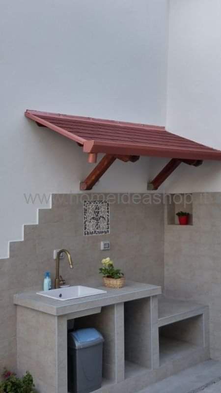 Outdoor Sink, Garden Sink, Outdoor Kitchen Decor, Villa Design Architecture, Outdoor Sinks, In Front Of House, House Design Kitchen, Village House Design, Front Of House