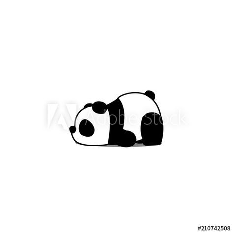 Laying Down Drawing, Panda Doodle, Fat Panda, Lazy Panda, Lazy Animals, Panda Cartoon, Panda Drawing, Animal Drawings, Stock Vector