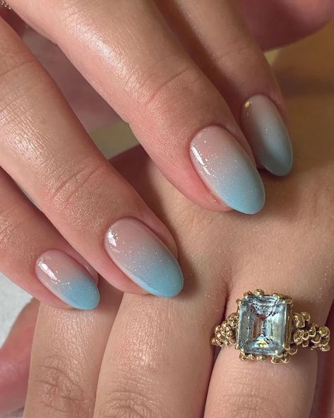 Blue White Ombre Nails, Nails Navy, Blue Wedding Nails, Simple Wedding Nails, Blue Ombre Nails, Engagement Nails, Elegant Nail Designs, Simple Gel Nails, Wedding Nails Design