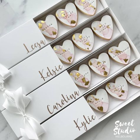 bridesmaid maid of honour proposal boxes delivered australia wide custom made Page Boy Proposal, Bridesmaid Cookies, Maid Of Honour Proposal, Godparent Proposal, Bridesmaid Stuff, Proposal Boxes, Affiliate Products, Dessert Gifts, Bridesmaid Boxes