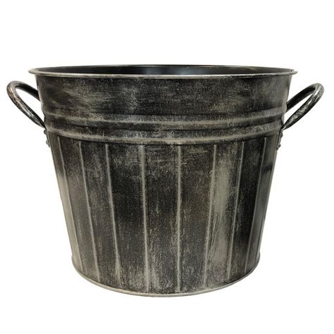 17 Stories Lavdim Metal Pot Planter | Wayfair Metal Bucket Planter, Bucket Planters, Seedling Pots, Plant Saucer, Heirloom Vegetables, Metal Bucket, Plastic Planters, Farmhouse Style Decor, Self Watering Planter