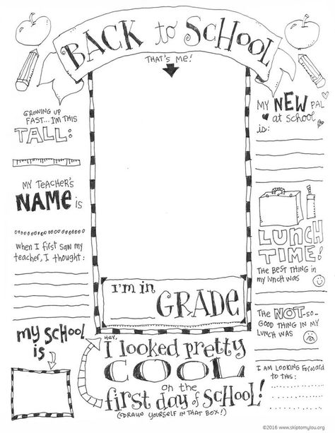 Document a new school year with a First Day of School Coloring Page. This free printable coloring page is a special way to remember all the firsts! Pencil Games, Back To School Worksheets, Grandparenting, First Day School, School Coloring Pages, Stone Soup, Back To School Crafts, School Printables, Idea Room