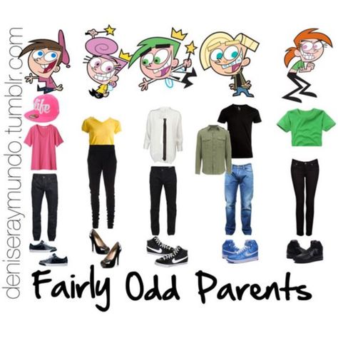 Fairy Oddparents Costume, Fairly Oddparents Costume, Odd Parents Costume, Cartoon Costume Ideas, Bff Costume Ideas, Fairly Odd Parents Costume, Nickelodeon Costumes, Cartoon Halloween Costumes, Cute Group Halloween Costumes