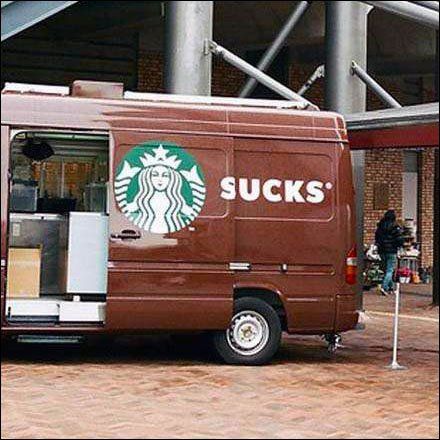 Starbucks Delivery Truck Branding Sucks Advertising Fails, You Had One Job, Funny Ads, Design Fails, Perfectly Timed Photos, One Job, Funny Fails, Funny Signs, Bones Funny