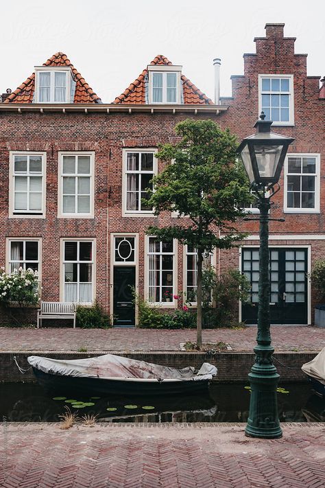 Beautiful Historical Canal Houses In Holland | Stocksy United House Netherlands, Holland Architecture, Netherlands House, Canal House Amsterdam, Holland House, Amsterdam Houses, Dutch House, Canal House, House Of Holland