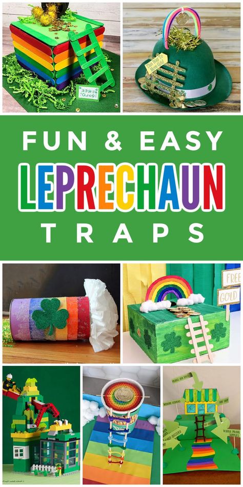 If you're looking for fun and easy leprechaun trap ideas for kids to make at school or at home with their parents, these DIY leprechaun trap project are simple and use cheap or recyclable materials. Some of these leprechaun trap ideas come with free printable templates. Upcycle those old cardboard boxes paper rolls, tin cans, coffee containers and turn them into fun, creative and unique leprechaun traps. Lego leprechaun trap. Diy Leprechaun Trap, Leprechaun Trap Ideas, Diy Leprechaun, Leprechaun Trap Project, Leprechaun Tricks, St Patricks Crafts, Leprechaun Trap, St Patricks Day Crafts For Kids, St Patrick Day Activities