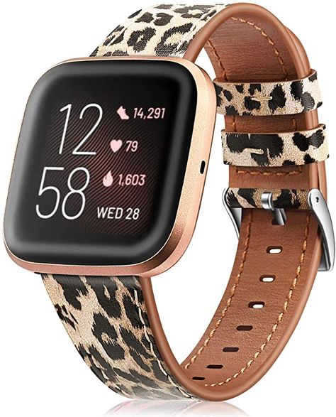 Amazon.com: Fintie Bands Compatible with Fitbit Versa 2 / Versa / Versa Lite, Genuine Leather Band Replacement Accessories Strap Wristband, Classic Leopard : Electronics Fitbit Versa 2, Fitbit Bands, Fitness Technology, Leather Watch Bands, Polished Stainless Steel, Black Khakis, Leather Band, Watch Strap, Card Wallet