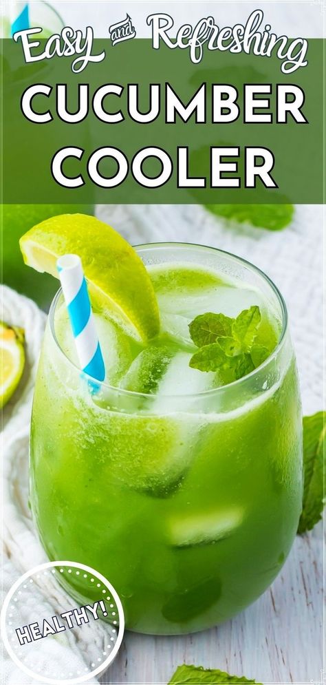 This cucumber mint cooler smoothie is not only refreshing but also packed with nutrients, making it a great beverage for any time of day. Enjoy it alcohol-free, or add a splash of your preferred liquor for a grown-up version. It’s quick to make, delicious to drink, and sure to keep you cool. Cucumber Refresher Drink, Cucumber Cooler, Coconut Milk Drink, Cucumber Drink, Alcoholic Treats, Kid Friendly Drinks, Healthy Cocktails, Creamy Smoothies, Balanced Breakfast