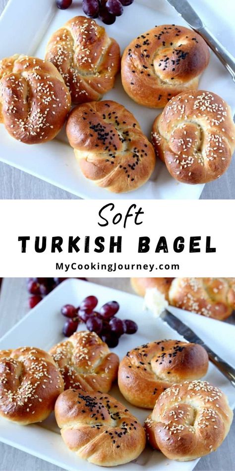 35 minutes · Serves 12 · This is a wonderful recipe to bake the softest Turkish Bagel also known as Acma. Acma is close to the American bagel in shape, but texture wise it is very soft and can be classified as a roll. Turkish Bagel Recipe, Turkish Simit Recipe, Turkish Bagel, Simit Recipe, Bagel Bites Recipe, Eastern Recipe, Recipes With Yeast, Fantastic Recipes, Bagel Bites