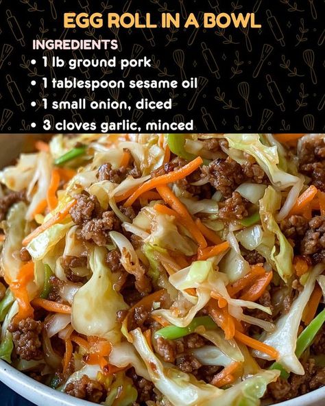 Instagram Healthy Food, Egg Roll Bowl, Cheap Recipe, Cabbage Recipes Healthy, Ramen Recipes Easy, Easy Egg Recipes, Eggroll In A Bowl, Heavenly Recipes, Egg Roll In A Bowl