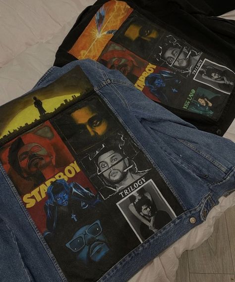 The Weeknd Jacket, The Weeknd Clothes, Demon Slayer Yoriichi Wallpaper, The Weeknd Hoodie, The Weeknd Background, The Weeknd Songs, Marvel Clothes, Guitar Pics, Painted Jacket