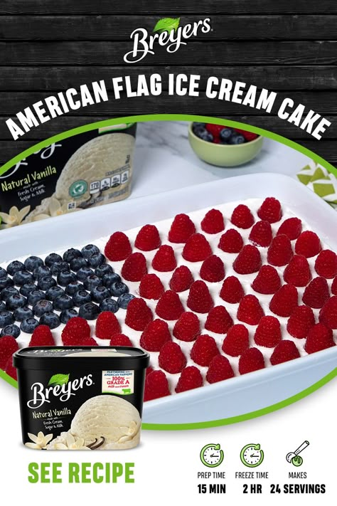 It’s your right to enjoy our tasty American Flag Ice Cream Cake this 4th of July! Click the link for this patriotic, crowd-pleasing recipe. Desserts Ice Cream, Cream Cake Recipe, Ice Cream Cake Recipe, Flag Cake, Patriotic Desserts, 4th Of July Desserts, Fourth Of July Food, Cold Desserts, Cream Desserts