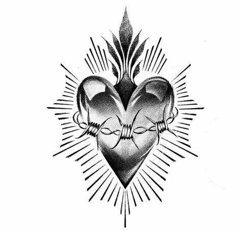 Sacred Heart Tattoo, Tato Flash, Word Tattoo Ideas, Gothic Tattoos, Sacred Heart Tattoos, Word Tattoo, Chicano Tattoos, Greek Tattoos, Gothic Tattoo