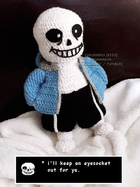 Undertale - Sans the Skeleton by lithharbor Sans The Skeleton, Undertale Plush, Sans Plush, All Spiderman, Crochet Blanket Stitch Pattern, Geek Crafts, Crochet Design Pattern, The Skeleton, Crochet Cross