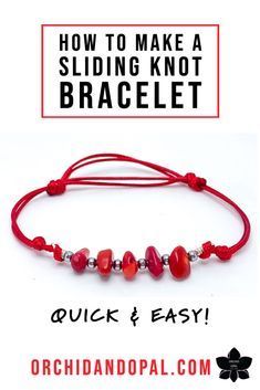 How To Make Knotted Bracelets, Sliding Knot Bracelet Tutorial, Bracelets Knots, Knot Bracelet Tutorial, Adjustable Bracelet Diy, Bead Patterns Free, Jewelry Journal, Slip Knot Bracelets, Gratitude Gifts