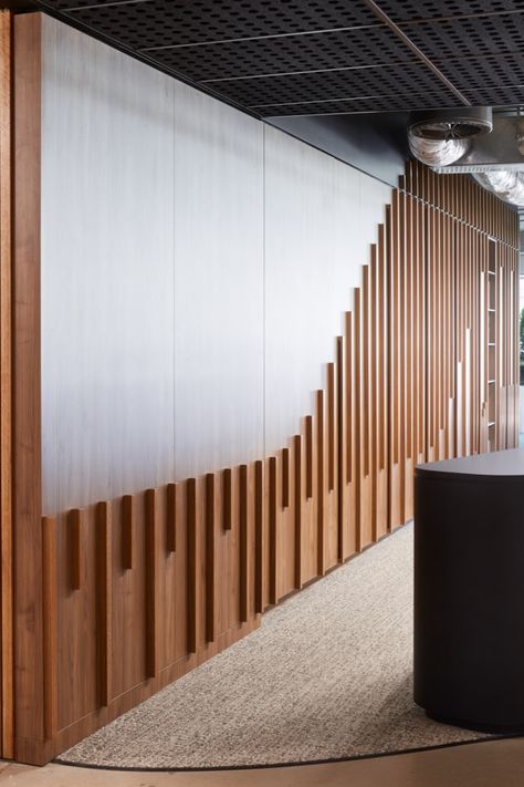 DesignInc Offices - Adelaide Feature Wall Design Office, Reception Wall Design Interiors, Commercial Feature Wall, Office Signage Design Interiors, Wall Panelling Design For Office, Office Passage Design, Office Back Wall Design Interiors, Office Interior Wall Design, Office Feature Wall Design