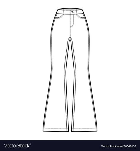 Flare Jeans Drawing, Drawing On Jeans, Bell Bottom Trouser, Jeans Drawing, Fashion Vector, Jeans Flared, Low Waist Jeans, Easy Drawings Sketches, Colored Pencil Drawing