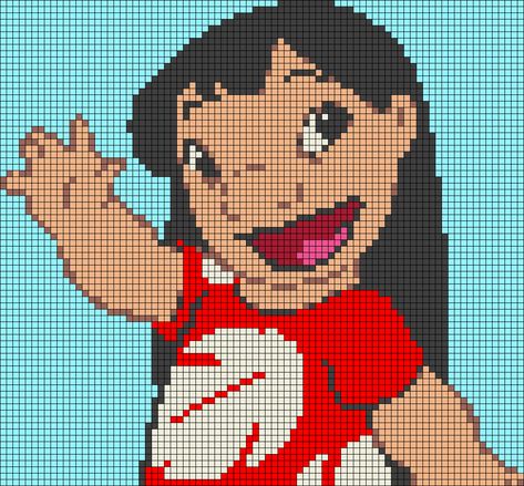 Alpha pattern #74005 | BraceletBook Pixel Crochet Pattern Disney, Grille Pixel Art, Knitting Graphs, Lilo En Stitch, Pixel Art Minecraft, Modele Pixel Art, Make Friendship Bracelets, Disney Cross Stitch Patterns, Graph Crochet