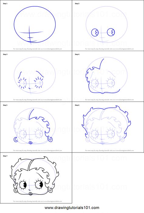 How to Draw Betty Boop Face printable step by step drawing sheet : DrawingTutorials101.com Betty Boop Design, Draw Betty Boop, Chicano Art Drawings Sketches, Drawing Ideas Chicano, Traditional Tattoo Tutorial, Betty Boop Face, Cartoon Character Drawing, Explore Drawing, Iconic Cartoon Characters