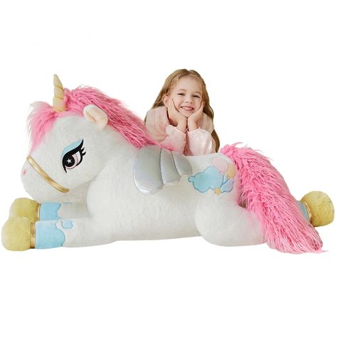 PRICES MAY VARY. Giant Size: This giant unicorn stuffed animal plush toy measures a whopping 43inches, providing a truly impressive and eye-catching display. Soft Touch: Made with soft and plush materials, this huggable big plush unicorn is simply irresistible to touch. Its fluffy and velvety surface will make you want to snuggle up with it all day long, providing excellent comfort and companionship. Versatile Usage: Suitable for kids, girls, boys, girlfriends, and even adults, this life-size te Plush Unicorn, Unicorn Stuffed Animal, Big Plush, Lifelong Friends, Unicorn Plush, Simply Irresistible, Soft Toys, Life Size, Animal Plush Toys