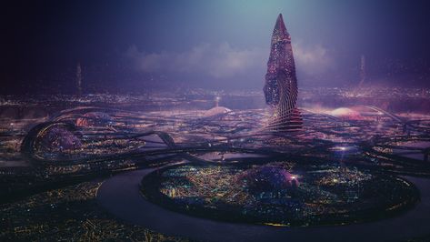 Colony on a remote planet on Behance Futuristic Architecture Future City, Future Technology Concept, Astral Plane, Sci Fi City, Alien Worlds, Futuristic City, Future City, City Landscape, Futuristic Architecture