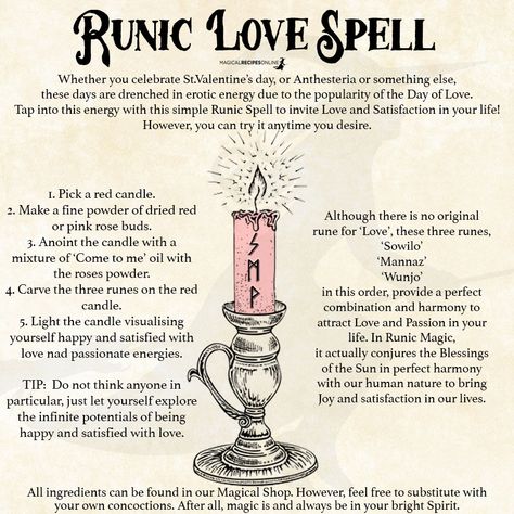 Runic Love Spell - Magical Recipes Online Wicca Love Spell, Witchcraft Love Spells, Candle Magic Spells, Real Love Spells, Easy Love Spells, Spells For Beginners, Attraction Spell, Magic Spell Book, Magick Spells