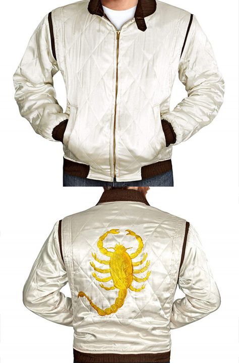 Ryan Gosling Drive Movie White Satin Fabric Scorpion Jacket. #Drive #RyanGosling #Scorpion #Jacket #Satin #Fabric #Stuntman #Help #Robbers #Plan #Fail #Risk #HisLife Ryan Gosling Drive Jacket, Drive Scorpion, Drive Jacket, Ryan Gosling Drive, Movie Drive, Drive Movie, White Satin Fabric, Ryan Gosling, White Satin