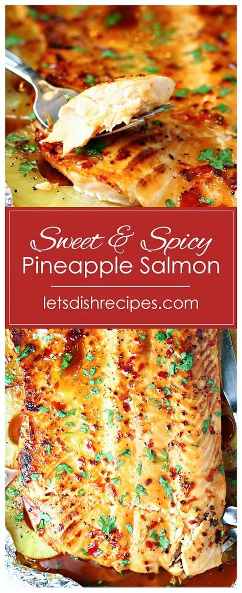 Pineapple Salmon, Spicy Pineapple, Salmon Recipes Baked Healthy, Easy Healthy Meal, Pineapple Sauce, Fish Salmon, Fish Dinner Recipes, Delicious Seafood Recipes, Seafood Chowder