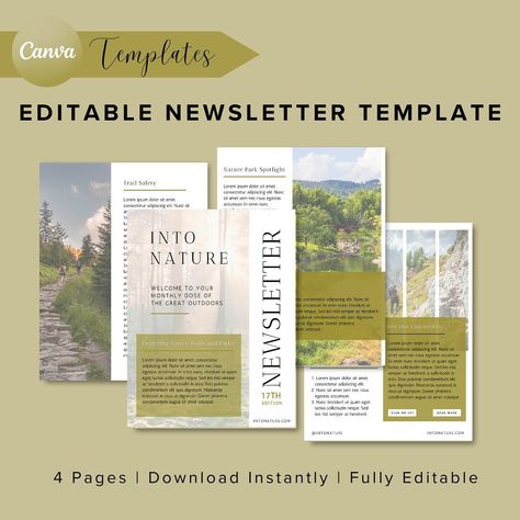 Everything in my Etsy shop is 40% off! Use code JUSTBECAUSE if it does not apply the discount automatically! Sale includes this 4 page newsletter Canva template! Completely customizable to match your brand in a matter of minutes instead of hours! #canva #canvatemplates #newsletter #naturenewsletter #newslettertemplate Editable Newsletter Templates, Newsletter Template, School Organization, Im Happy, Canva Template, Etsy Account, The Great Outdoors, Stationery Design, Etsy App