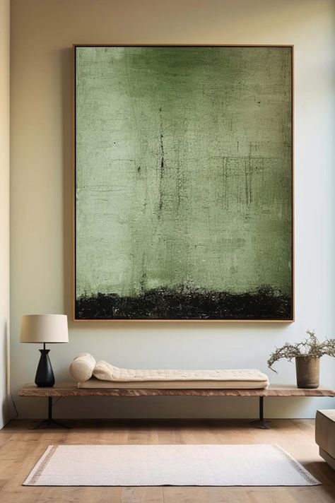 Abstract Art Painting Ideas, Floating Nightstand Ideas, Modern Floating Nightstand, Nightstand Ideas, Rothko Art, Green Painting, Mediterranean Style Homes, Animation Art Sketches, Interior Pictures