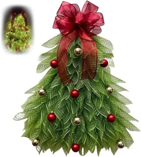 Amazon.com: Handmade Christmas Tree Wreath for Front Door,Farmhouse Christmas Tree Garland for Front Door,Christmas Garland with Lights,Christmas Wreaths, Garlands & Swags (A-with lamp) : Home & Kitchen Tree Door Decoration, Upside Down Christmas Tree, Christmas Tree Door, Tree Door, Christmas Wreaths With Lights, Front Door Christmas, Christmas Wreaths & Garlands, Large Christmas Tree, Creative Christmas Trees