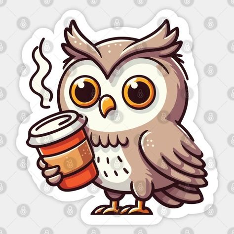 Owl Stickers, Stationary Cards, Personalized Notebook, Owls, Unique Designs, Coffee