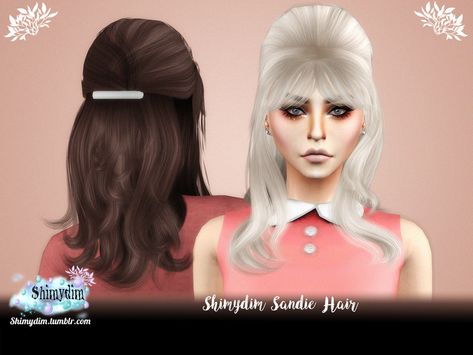 The Sims Resource - Shimydim Sandie Hair Snooki Hair, 60’s Hair, 1960 Hair, 1960s Hair, Mod Hair, 60s Hair, 50s Hairstyles, Cc Mods, 70s Hair