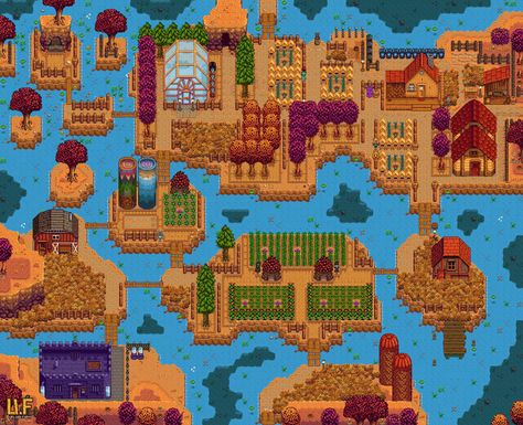 Farm Layouts, Stardew Valley Layout, Stardew Valley Tips, Valley River, Stardew Valley Farms, Farm Plans, Farm Layout, Forest Hill, Valley Girls