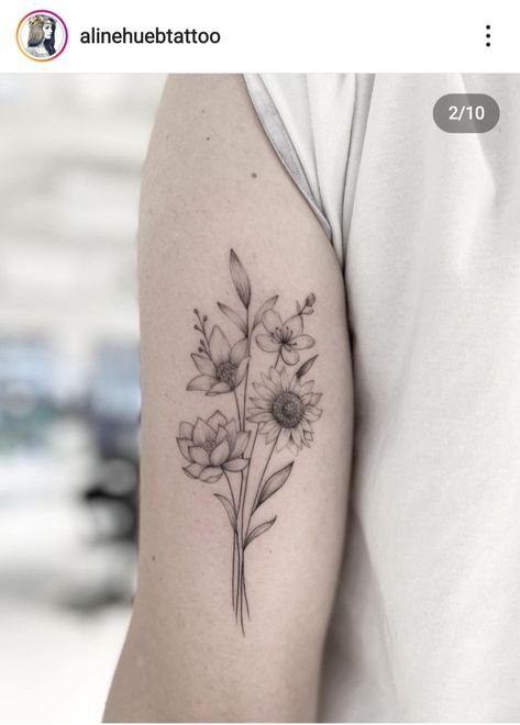 Flower Bunch Tattoos, Flower Bunch Tattoo, Bunch Of Flowers Tattoo, Daughters Tattoo, Larkspur Tattoo, Flowers Tattoos, Lily Flower Tattoos, Mother Daughters, Floral Tattoos