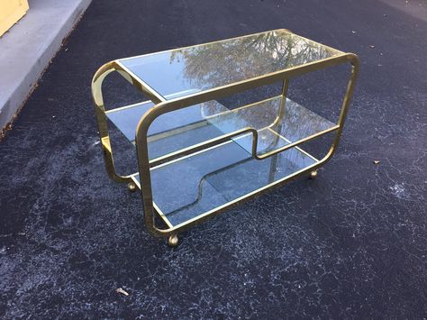 A personal favorite from my Etsy shop https://www.etsy.com/listing/530272591/mid-century-hollywood-regency-1970s-milo Drinks Cart, Cocktail Trolley, Brass Bar Cart, Mid Century Hollywood, Rolling Bar Cart, Glass Bar Cart, Drink Cart, Serving Bar, Design Institute